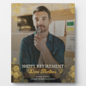 Gold Confetti Happy Retirement Geschenk Fotoplatte (Vorderseite)