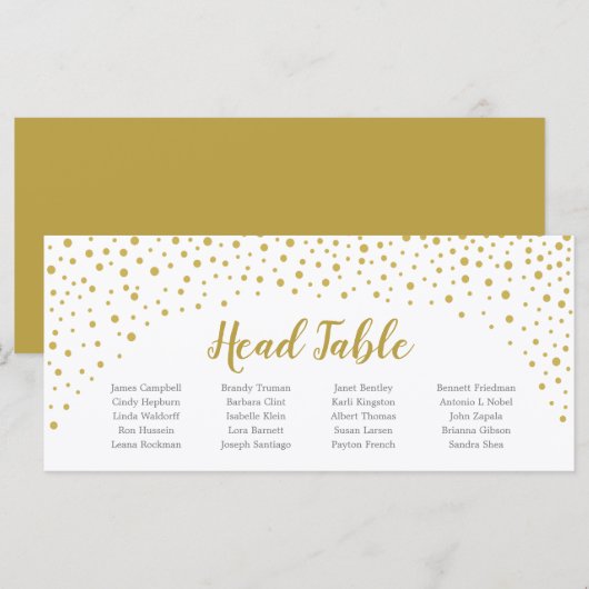 Gold Confetti Head Table Card Programm (Vorne/Hinten)