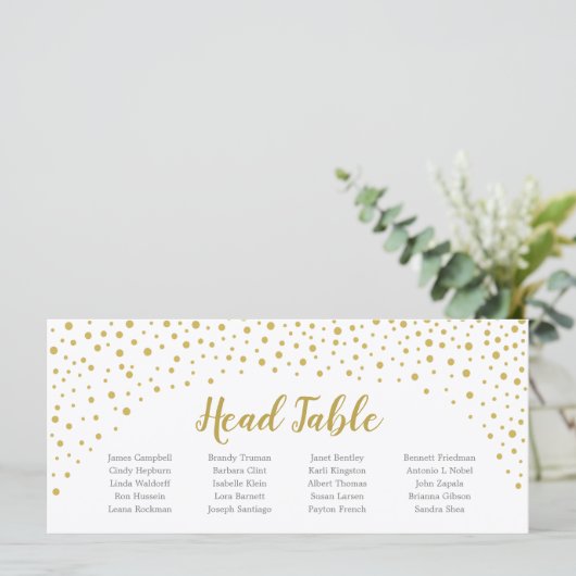Gold Confetti Head Table Card Programm (Stehend Vorderseite)