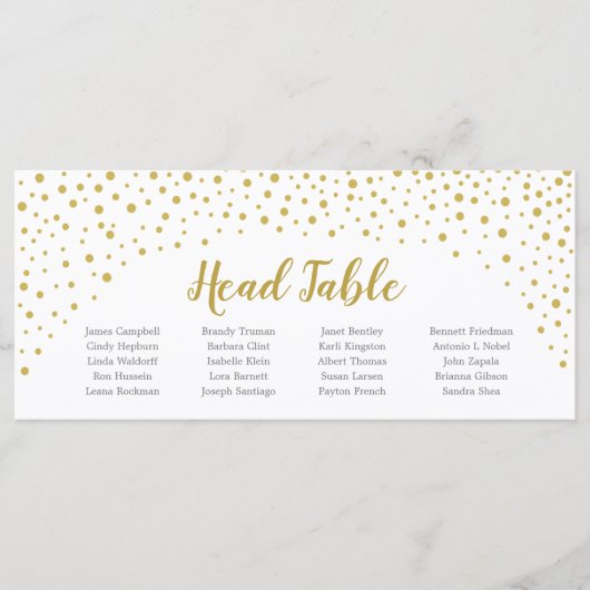 Gold Confetti Head Table Card Programm (Vorderseite)