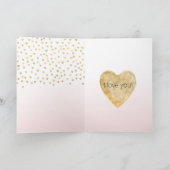 Gold Confetti Hearts Blush Pink Ombre Liebe Karte (Innenseite)