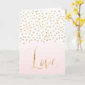 Gold Confetti Hearts Blush Pink Ombre Liebe Karte (Gelbe Blume)