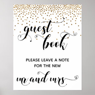 Gold Confetti Hearts Gästebuch Empfang Signi