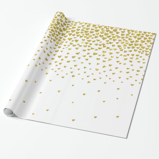Gold Confetti Hearts Geschenkpapier (Ungerollt)