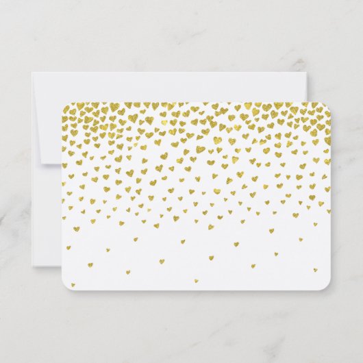 Gold Confetti Hearts UAWG RSVP Karte (Rückseite)