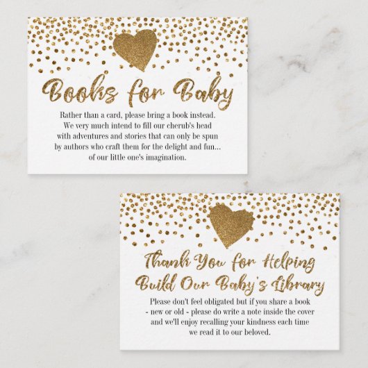 Gold Confetti Heft Book Request Insert Cards (Vorne/Hinten)