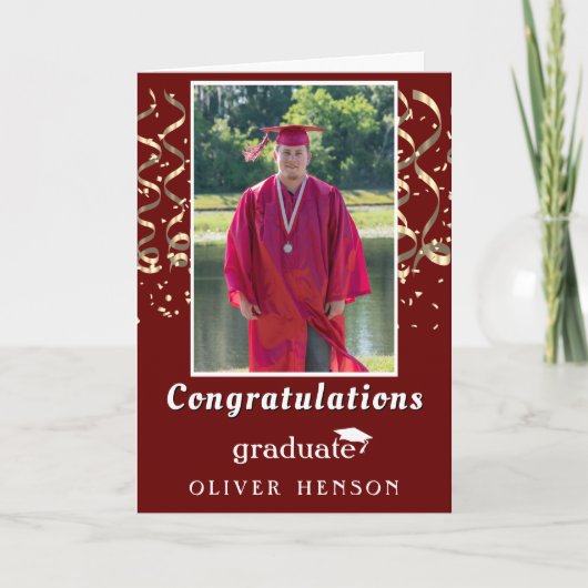 Gold Confetti Herzlichen Glückwunsch Abschluss Fot Karte (Vorderseite)