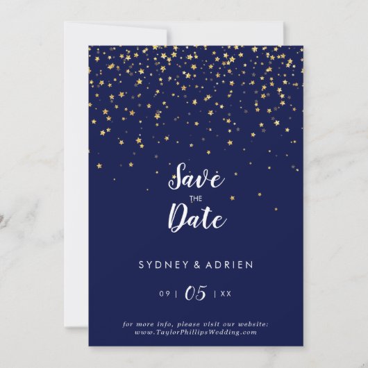 Gold Confetti | Hochzeit der Marine retten das Dat Save The Date (Vorderseite)