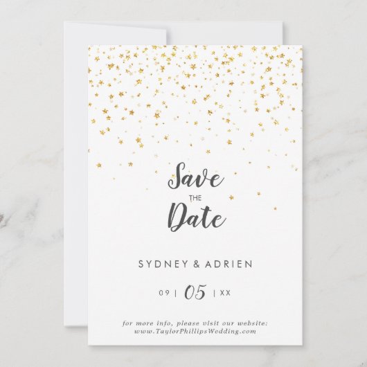 Gold Confetti Hochzeit speichern Datum Save The Date (Vorderseite)