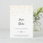 Gold Confetti Hochzeit speichern Datum Save The Date (Stehend Vorderseite)