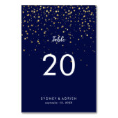 Gold Confetti | Hochzeiten von Navy-Tischnummern Tischnummer (Vorderseite)