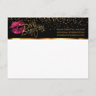 Gold Confetti & Hot Pink Lippen Ankündigungspostkarte
