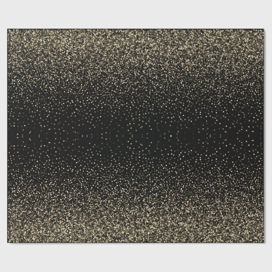 Gold Confetti im schwarzen Hintergrund Geschenkpapier (Flach)