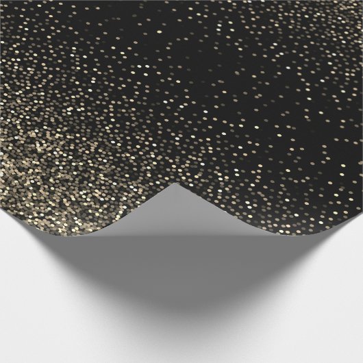 Gold Confetti im schwarzen Hintergrund Geschenkpapier (Ecke)