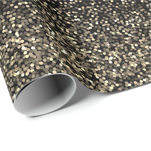 Gold Confetti im schwarzen Hintergrund Geschenkpapier (Rolleneckpunkt)
