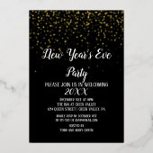Gold Confetti im Silvestergolden des Schwarzen Par Folieneinladung (Vorderseite)