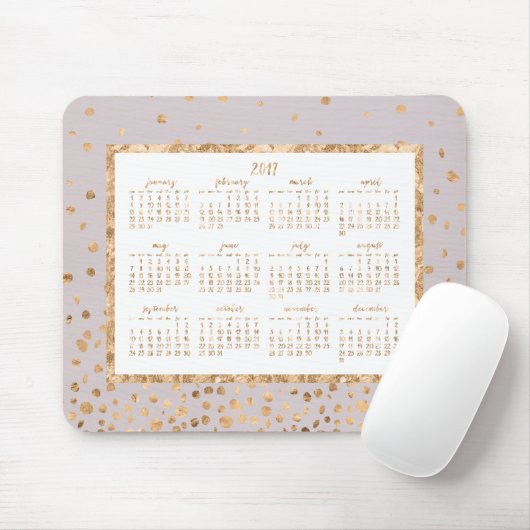 Gold Confetti Jahr 2017 Kalender Maus Pads Pink Mousepad (Mit Mouse)