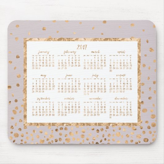 Gold Confetti Jahr 2017 Kalender Maus Pads Pink Mousepad (Vorne)