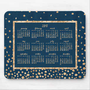 Gold Confetti Jahr 2017 Kalender Mouse Pads Blau Mousepad