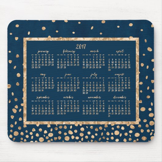 Gold Confetti Jahr 2017 Kalender Mouse Pads Blau Mousepad (Vorne)