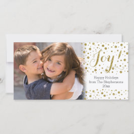 Gold Confetti Joy Holiday Foto Card Feiertagskarte