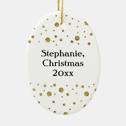 Gold Confetti Joy Sparkle Keramik Ornament (Hinten)