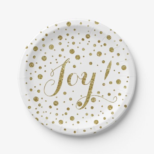 Gold Confetti Joy Sparkle Pappteller (Vorderseite)