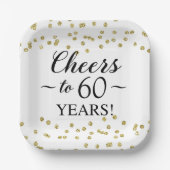 Gold Confetti jubelt auf 60 Jahre Pappteller (Vorderseite)