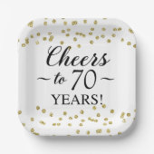 Gold Confetti jubelt auf 70 Jahre Pappteller (Vorderseite)