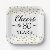 Gold Confetti jubelt auf 80 Jahre Pappteller (Vorderseite)