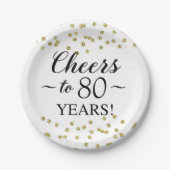 Gold Confetti jubelt auf 80 Jahre Pappteller (Vorderseite)