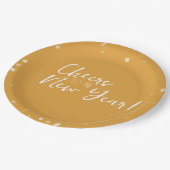 Gold Confetti jubelt für das neue Jahr Pappteller (Schrägansicht)