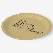 Gold Confetti jubelt für das neue Jahr Pappteller (Schrägansicht)