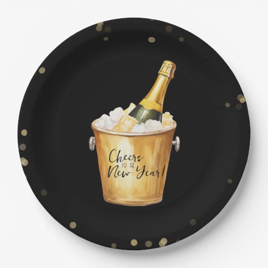 Gold Confetti jubelt für das neue Jahr Pappteller (Vorderseite)