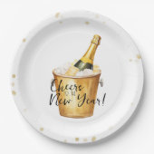 Gold Confetti jubelt für das neue Jahr Pappteller (Vorderseite)