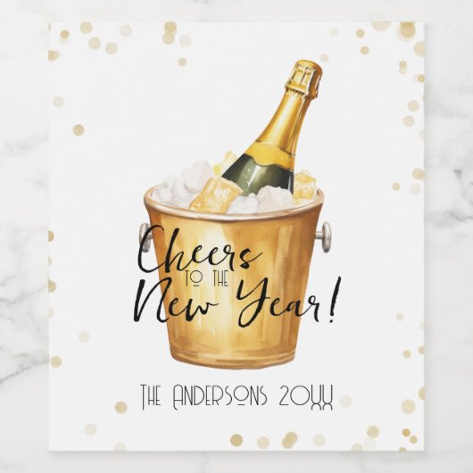 Gold Confetti jubelt für das neue Jahr Weinetikett (Einzelnes Label)