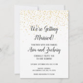 Gold Confetti Kalligraphie Wir werden heiraten Einladung (Vorderseite)