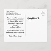 Gold Confetti Kelly Green Abschluss Save the Date Postkarte (Rückseite)