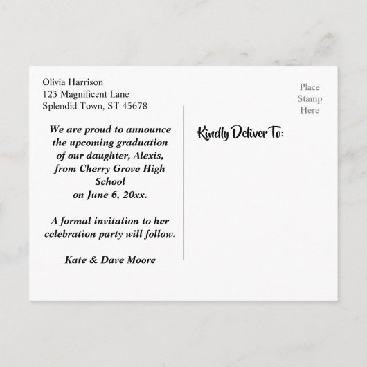 Gold Confetti Kelly Green Abschluss Save the Date Postkarte (Rückseite)