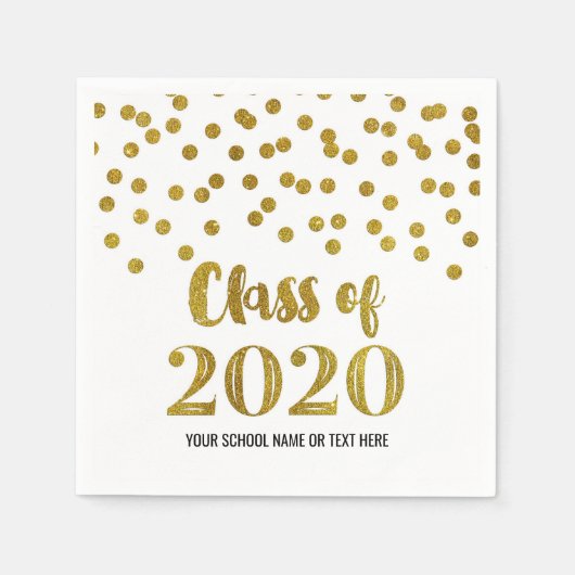 Gold Confetti-Klasse 2020 Abschluss Serviette (Vorderseite)