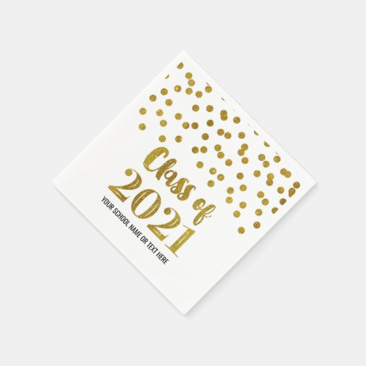 Gold Confetti-Klasse 2021 Abschluss Serviette (Ecke)