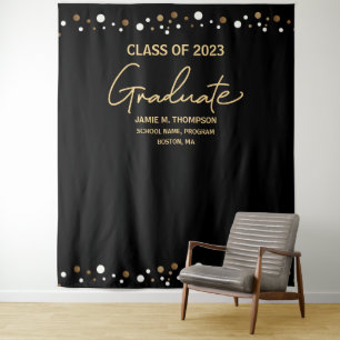 Gold Confetti-Klasse 2023 Abschluss Wandteppich