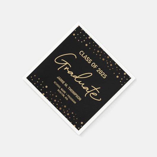 Gold Confetti-Klasse 2025 Abschluss Serviette (Ecke)