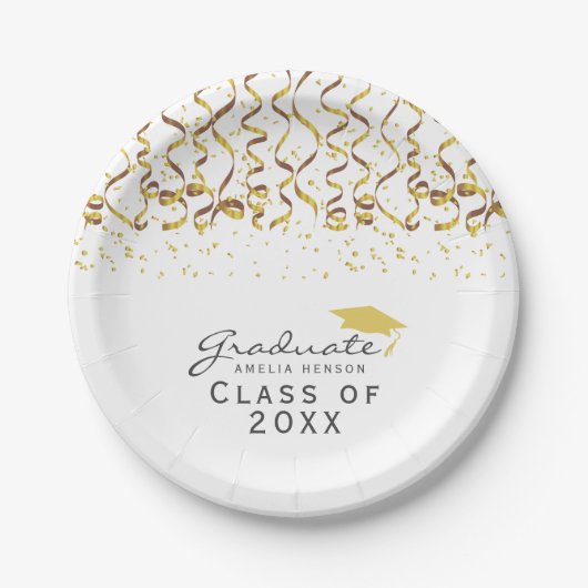 Gold Confetti-Klasse des Abschlusses Pappteller (Vorderseite)