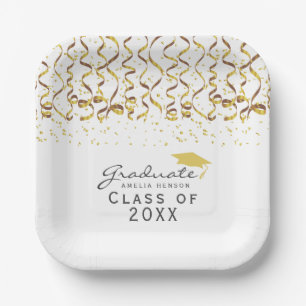 Gold Confetti-Klasse des Abschlusses Pappteller