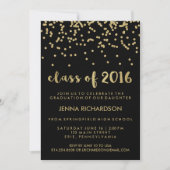 Gold Confetti Klasse von 2016 Graduation Party Bla Einladung (Vorderseite)
