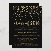 Gold Confetti Klasse von 2016 Graduation Party Bla Einladung (Vorne/Hinten)