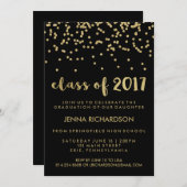 Gold Confetti Klasse von 2017 Graduation Party Bla Einladung (Vorne/Hinten)