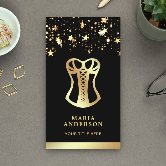 Gold Confetti Lace Corset Bridal Lingerie Boutique Visitenkarte