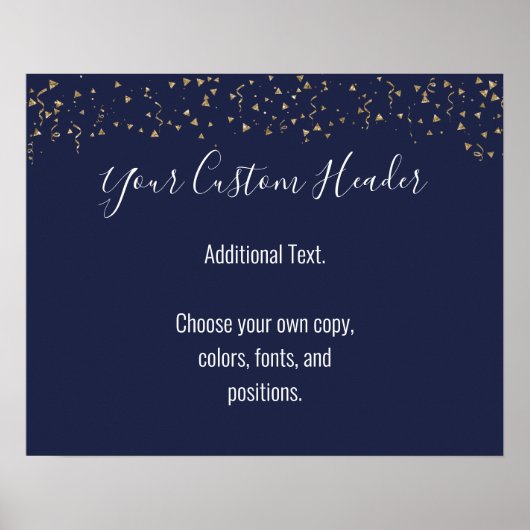 Gold Confetti Lässige Marine machen es selbst fest Poster (Vorne)